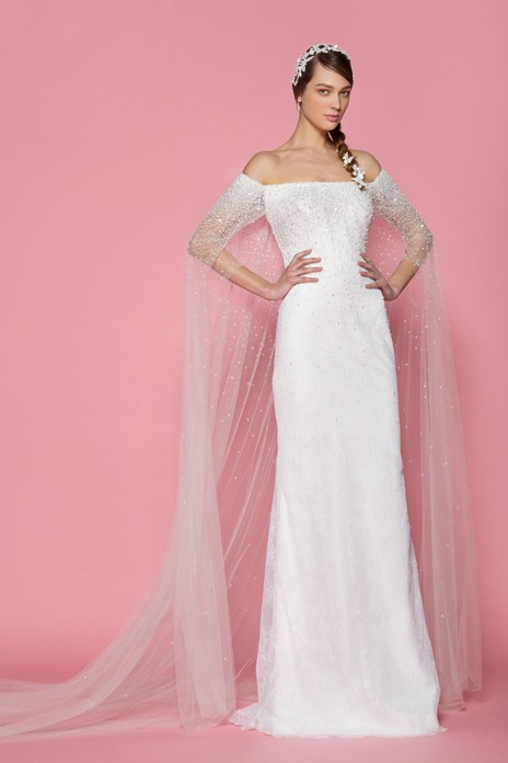 8 Georges Hobeika The perfect cape-cum-train, this design is combined with an off-the-shoulder gown for maximum impact down the aisle. thewedding-club.co.uk