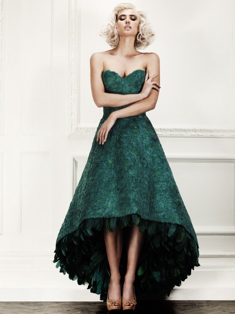 8. SUZIE TURNER Emerald green feather gown copy